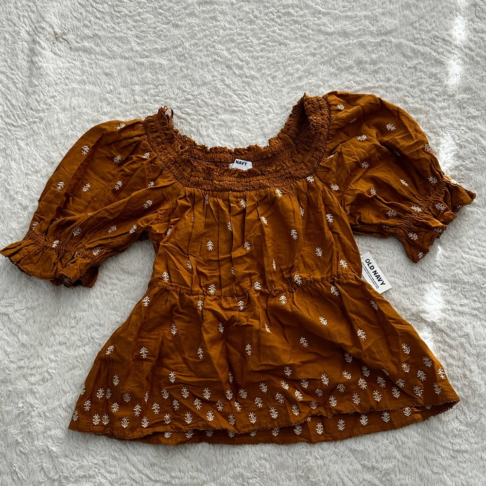 Old Navy mustard orange peplum top